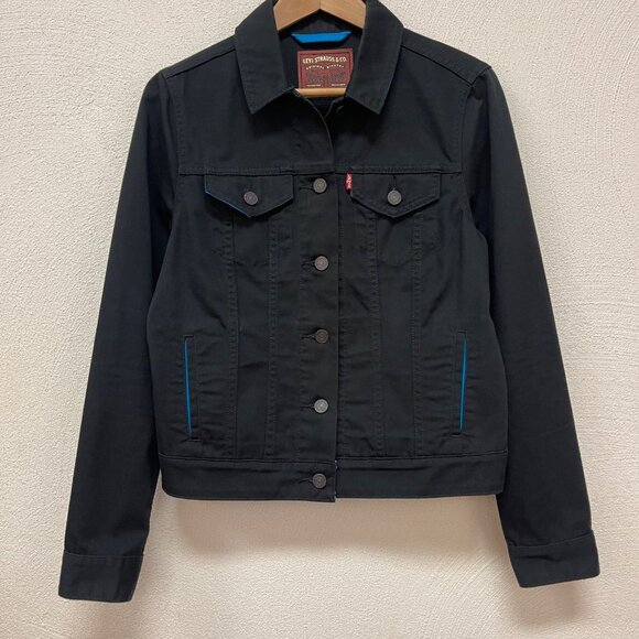 Levi's X NFL Black & Blue Denim Trucker Jacket Sz Medium EUC - Picture 1 of 11